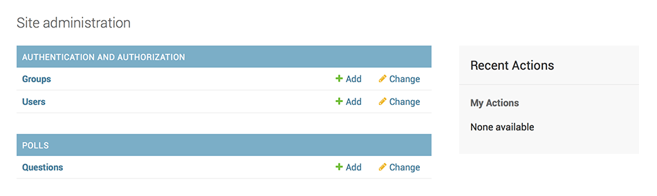 GingerDJ admin index page, now with polls displayed